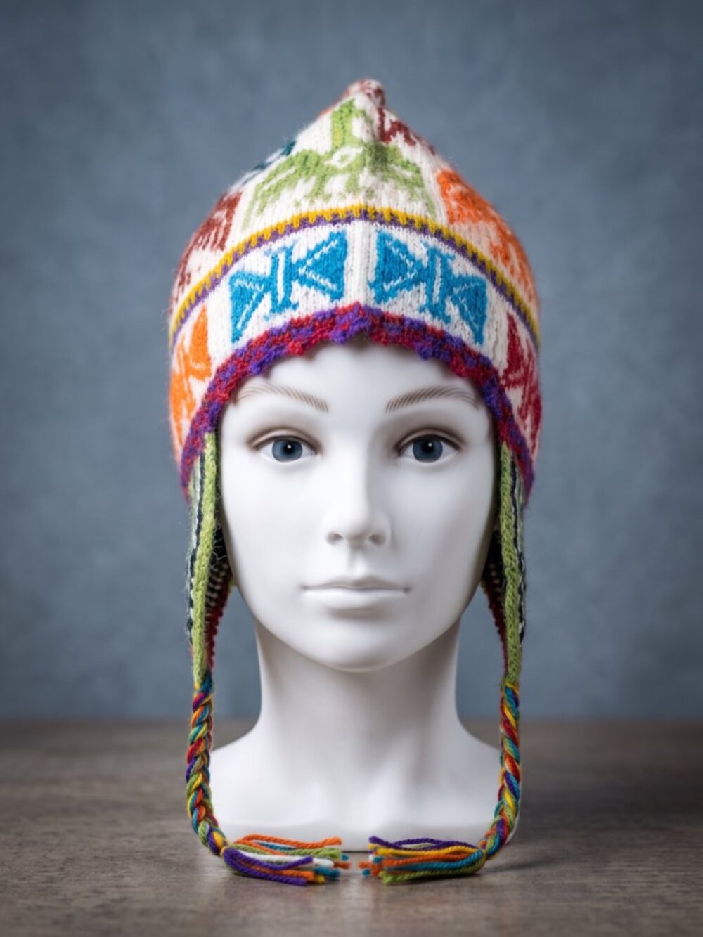Traditional Cusco Chullo Hat – Sheep's Wool – Andean Condor Patterns
